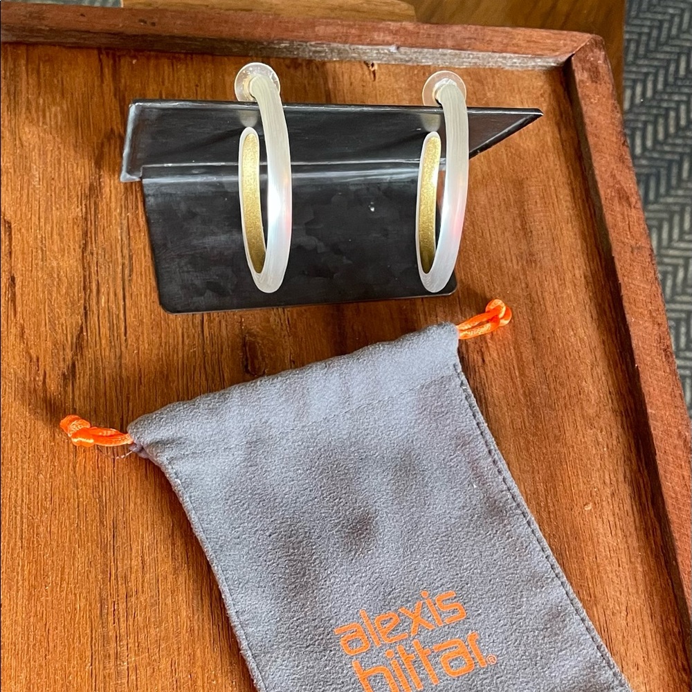 Alexis Bittar 2” Silver Lucite Thin Hoops